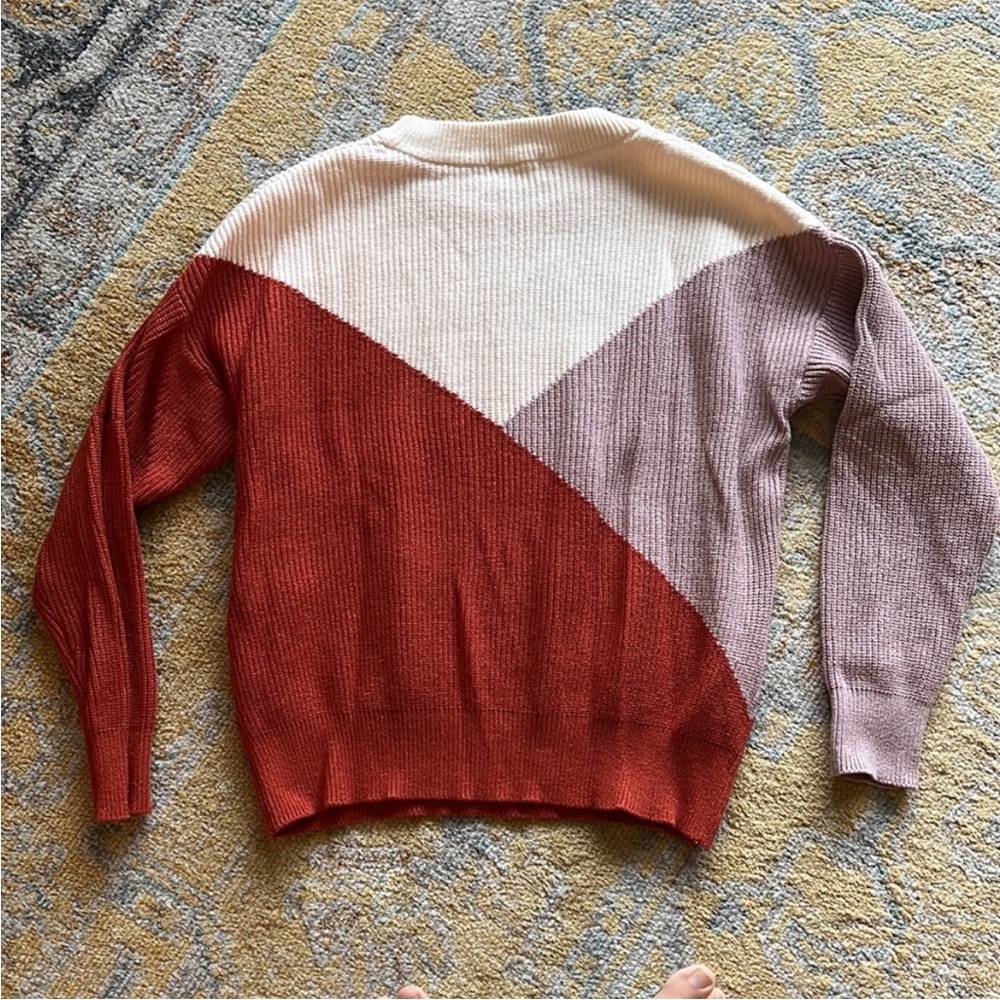 Colorblock Sweater - Rued, Pink, and Cream